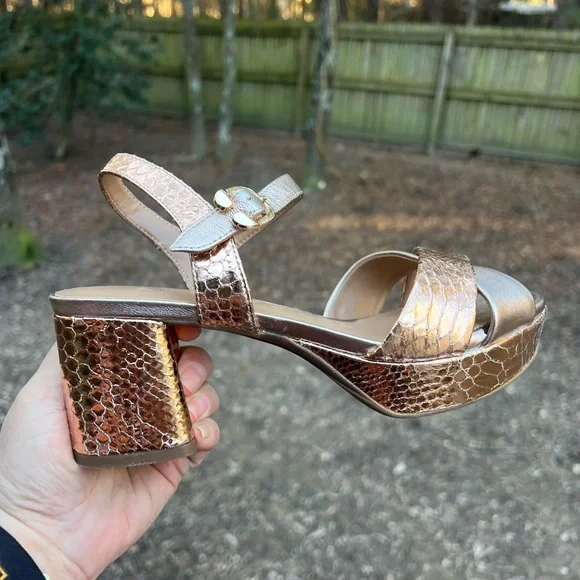 AEROSOLES Cosmos Platform Chunky Rose Gold Metallic Women’s Heel 7M NWT NEW - Picture 3 of 9